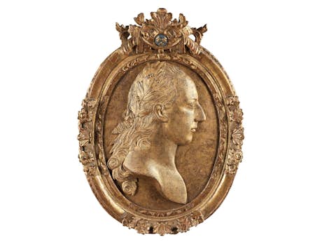 Ovales Gussrelief mit Büste Louis XV